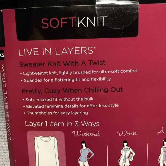 Cuddl Duds Long Sleeve Crew Soft Knit w/Thumb Holes Women's Size X-Small Gray - Picture 11 of 15